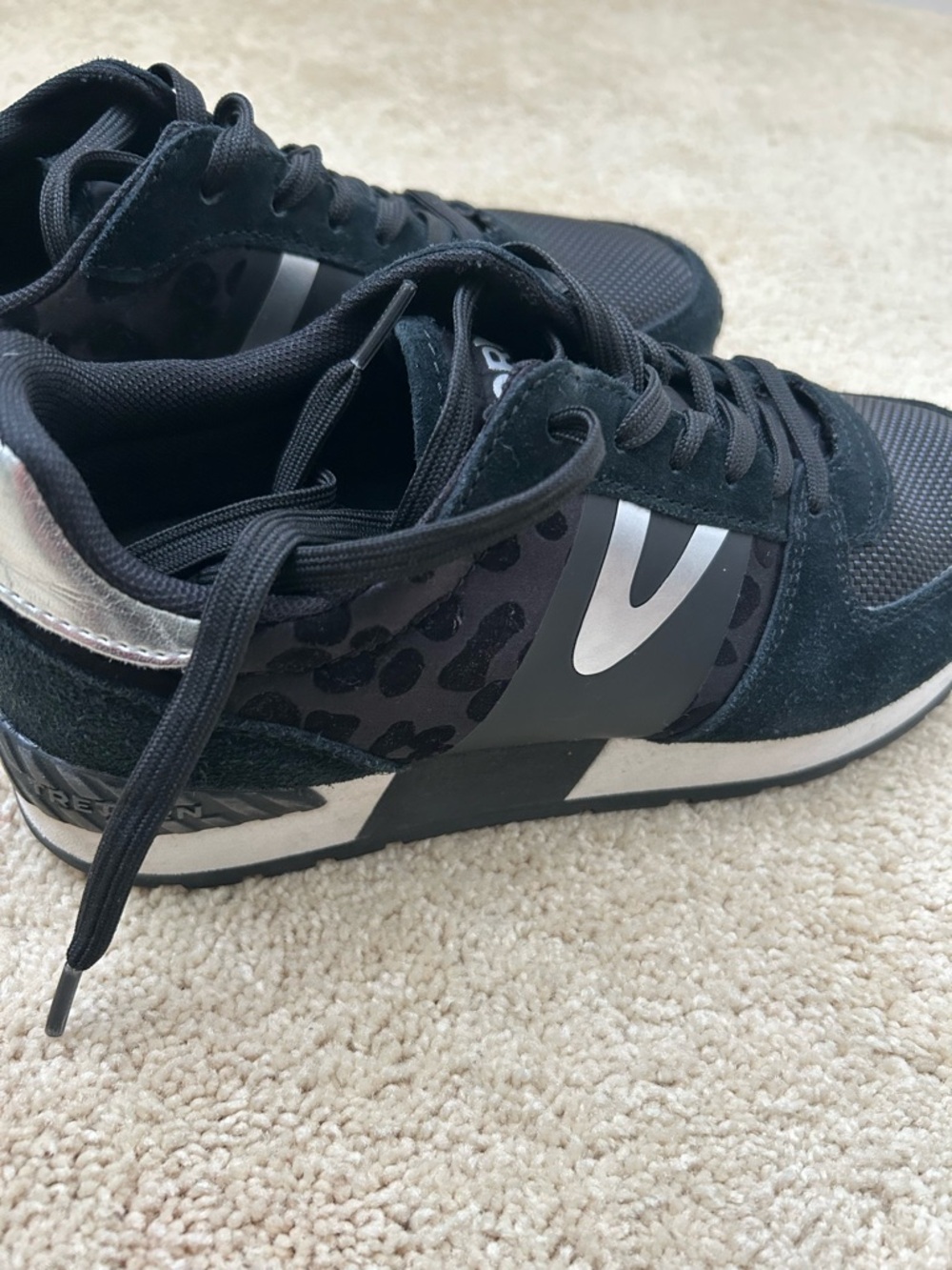 TRETORN black Leopard Print Athletic Sneakers with Silver Accent